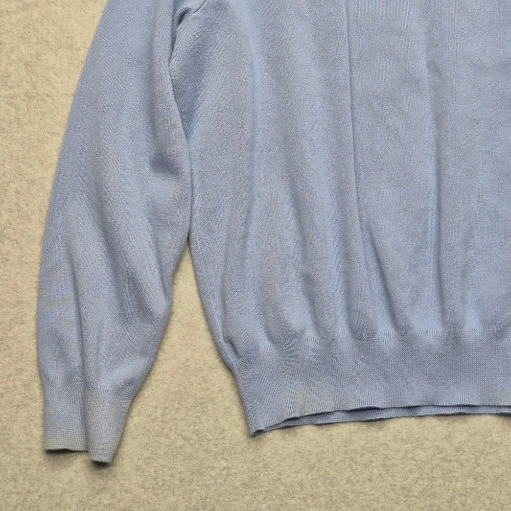 Polo Ralph Lauren Mens V-Neck Sweater Blue 100% Cotton Pony Logo Large